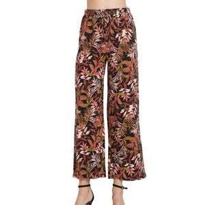 Minx Wide Leg Pants Large NWT Tropical Print High Rise Flowy